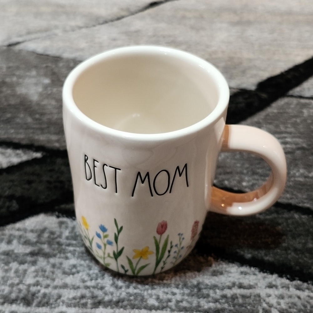 RAE DUNN "BEST MOM" WILDFLOWER BLUSH-PINK HANDLE ARTISAN COLLECTION BY M…